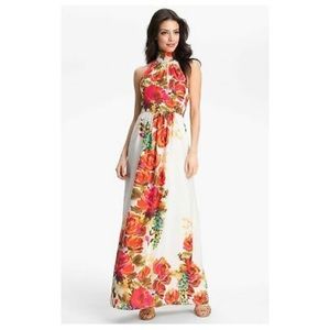 Floral Print Maxi Halter Dress